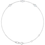 Sterling Silver Natural White Sapphire Bezel-Set 3-Stone 6 1/2-7 1/2" Bracelet
