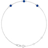 Sterling Silver Natural Blue Sapphire Bezel-Set 3-Stone 6 1/2-7 1/2" Bracelet