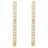 14K Yellow Gold 3 CTW Natural Diamond Inside-Outside 34.5 mm Hinged Hoop Earrings