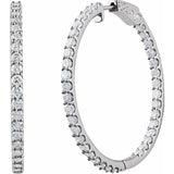 Platinum 5 CTW Natural Diamond Inside-Outside 41.5 mm Hinged Hoop Earrings