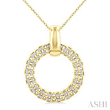 1/8 Ctw Cable Chain Inspired Bold Weave Circle Round Cut Diamond Pendant With Chain in Yellow Gold Vermeil
