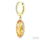 12X5 MM Evoque Gemstones Oval Shape Citrine and 1/3 Ctw Round Cut Diamond Semi-Precious Earrings in 10K Yellow Gold