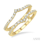 1/3 Ctw Baguette and Round Cut Diamond Chevron Insert Ring in 14K Yellow Gold