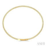 2 Ctw Round Cut Diamond Fullway Straight Flex Bangle in 14K Yellow Gold