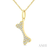 1/10 Ctw Dog Bone Petite Round Cut Diamond Fashion Pendant With Chain in 10K Yellow Gold