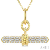 1/3 Ctw Round Cut Diamond T-Bar Fashion Necklace in 14K Yellow Gold