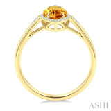 16X7 MM Marquise Shape Citrine and 1/6 Ctw Round Cut Diamond Semi-Precious Ring in 10K Yellow Gold