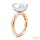 1/3 Ctw Emerald Shape Baguette and Round Cut Diamond Semi-Mount Engagement Ring in 14K Rose and White Gold