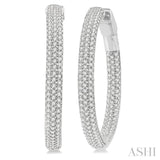1 Ctw Close Knit Round Cut Diamond Hoop Earrings in 14K White Gold