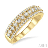 5/8 Ctw Triple Row Round Cut Diamond Fashion Band in 14K Yellow Gold