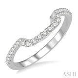 1/4 Ctw Scooped Center Round Cut Diamond Wedding Band in 14K White Gold