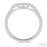 1/4 Ctw Scooped Center Round Cut Diamond Wedding Band in 14K White Gold
