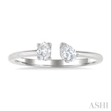 1/3 Ctw Toi Et Moi Oval and Pear Cut Diamond Open Fashion Ring in 14K White Gold