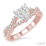 3/4 Ctw Round Cut Diamond Heart Shape Lovebright Ring in 14K Rose and White Gold