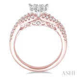 3/4 Ctw Round Cut Diamond Heart Shape Lovebright Ring in 14K Rose and White Gold