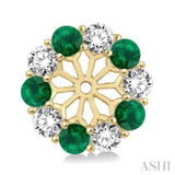 2.9 MM Round Cut Emerald and 1 Ctw Round Cut Diamond Precious Earrings Jacket in 14K Yellow Gold