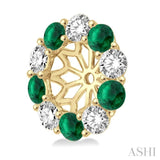 2.9 MM Round Cut Emerald and 1 Ctw Round Cut Diamond Precious Earrings Jacket in 14K Yellow Gold