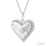 1/20 Ctw Heart fluted medallion Round Cut Diamond Pirouette Pendant With Chain in 10K White Gold