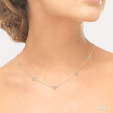 1 Ctw Heart and Circle Round Cut Diamond Station Necklace in 14K Yellow Gold