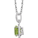 Sterling Silver Natural Peridot & .01 CTW Natural Diamond 18" Necklace