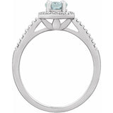 Sterling Silver Natural Aquamarine & .01 CTW Natural Diamond Ring