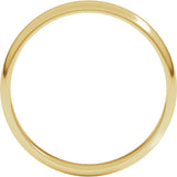14K Yellow Gold 3 mm Lightweight Half Round Band Size 2