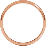 10K Rose Gold 3 mm Lightweight Half Round Band Size 6.5