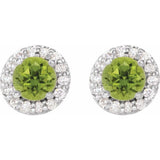 14K White Gold 5 mm Natural Peridot & 1/4 CTW Natural Diamond Earrings