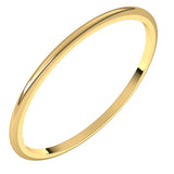 14K Yellow Gold 1 mm Lightweight Half Round Band Size 8