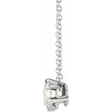 14K White Gold 5/8 CT Lab-Grown Diamond Solitaire 16-18" Necklace