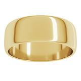 14K Yellow Gold 7 mm Lightweight Half Round Band Size 14