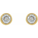 14K Yellow Gold 1/8 CTW Natural Diamond Micro Bezel-Set Earrings
