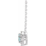 Sterling Silver Natural Aquamarine & .04 CTW Natural Diamond Halo-Style 18" Necklace