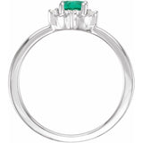 Sterling Silver Lab-Grown Emerald & .04 CTW Natural Diamond Halo-Style Ring