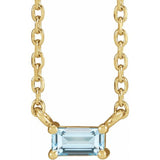 14K Yellow Gold Natural Sky Blue Topaz Solitaire 18" Necklace