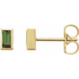 14K Yellow Gold Natural Green Tourmaline Bezel-Set Earrings