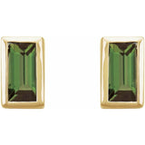 14K Yellow Gold Natural Green Tourmaline Bezel-Set Earrings