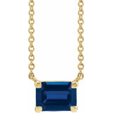 14K Yellow Gold Lab-Grown Blue Sapphire 18" Necklace