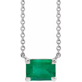 14K White Gold Lab-Grown Emerald 18" Necklace