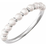 14K White Gold Cultured White Freshwater Pearl Ring