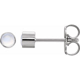 14K White Gold Natural Rainbow Moonstone Bezel-Set Earring