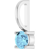 Sterling Silver Imitation Aquamarine Solitaire Charm/Pendant
