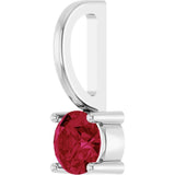 Sterling Silver Imitation Ruby Solitaire Charm/Pendant