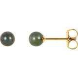 14K Yellow Gold 4 mm Cultured Black Akoya Pearl Earrings