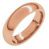 14K Rose Gold 5 mm Comfort-Fit Half Round Band Size 6