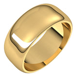 14K Yellow Gold 8 mm Half Round Band Size 12