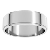 14K White Gold 6 mm Stepped-Edge Flat Band Size 13