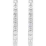 14K White Gold Natural White Sapphire 20 mm Hoop Earrings
