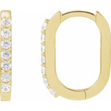 14K Yellow Gold Natural White Sapphire 14 mm Hoop Earrings