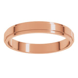 14K Rose Gold 3 mm Stepped-Edge Flat Band Size 4